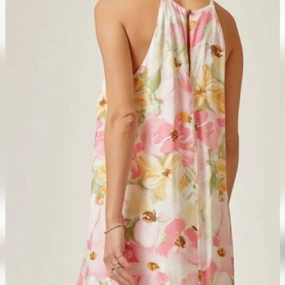 NWT Andree by Unit Floral Print A-Line Sleeveless Pink White Flowy Dress Size M - Picture 4 of 11